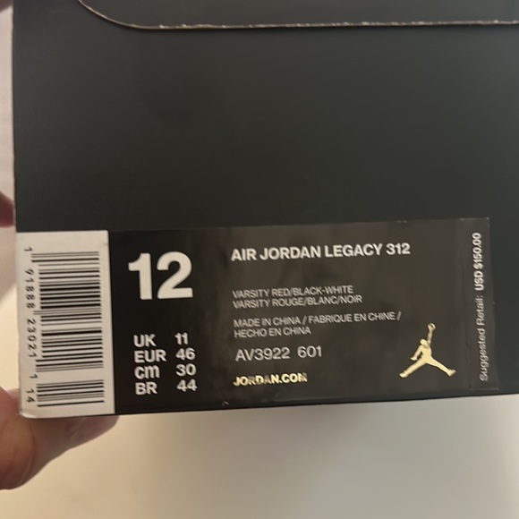 Nike Air Jordan Legacy 312 Varsity Red/Black-White - Picture 8 of 9